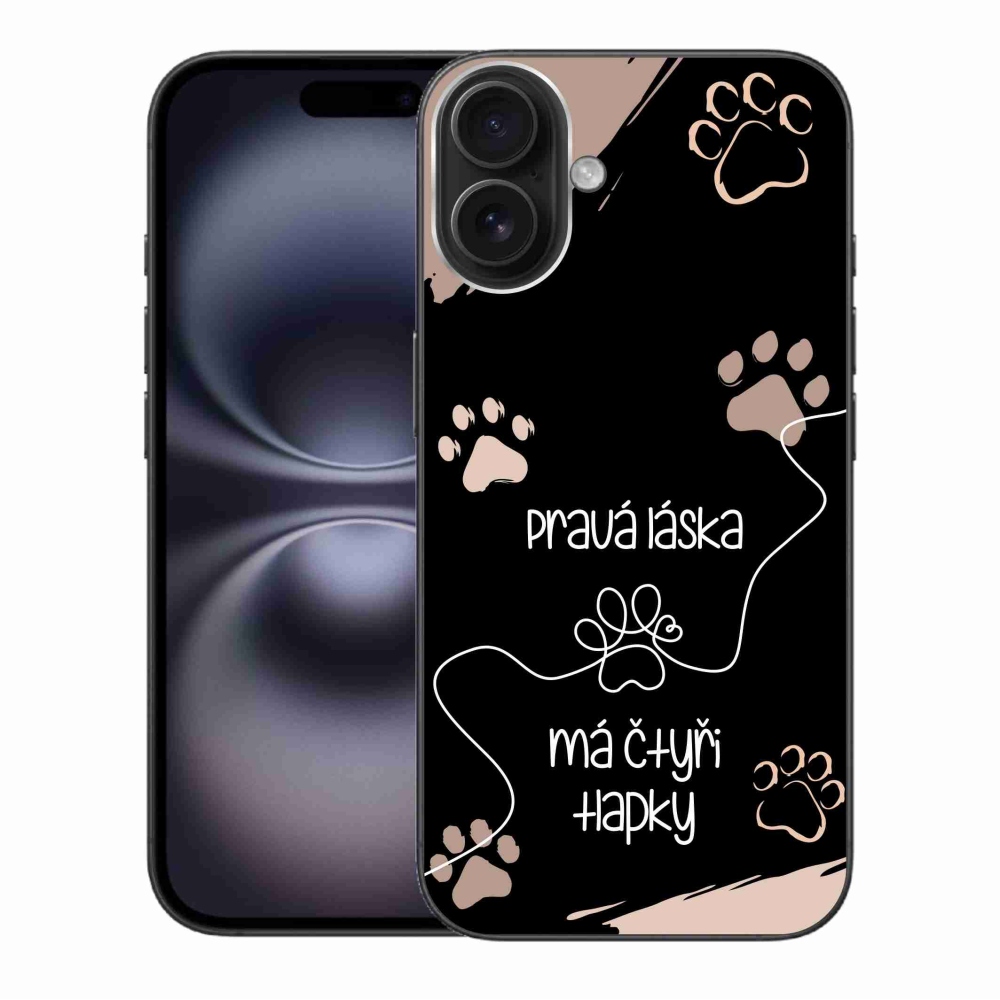 Gelový kryt mmCase na iPhone 16 Plus - psí motiv 1 černé pozadí