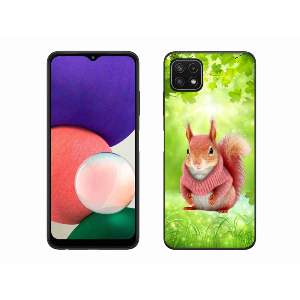 Gelový kryt mmCase na Samsung Galaxy A22 5G - veverka ve svetru