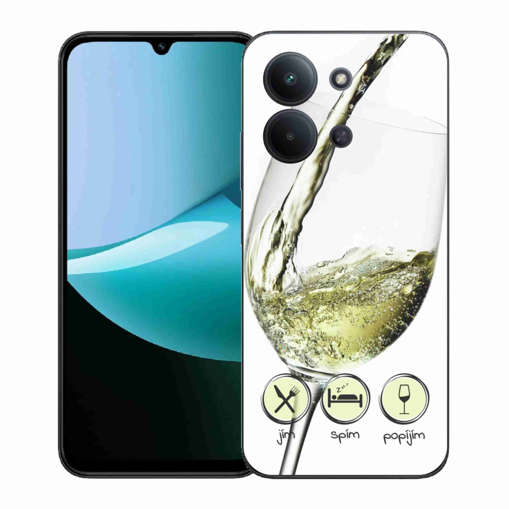 Gelový kryt mmCase na Xiaomi Redmi 15C 4G (171mm)/Poco C85 4G (171mm) - sklenička vína bílé