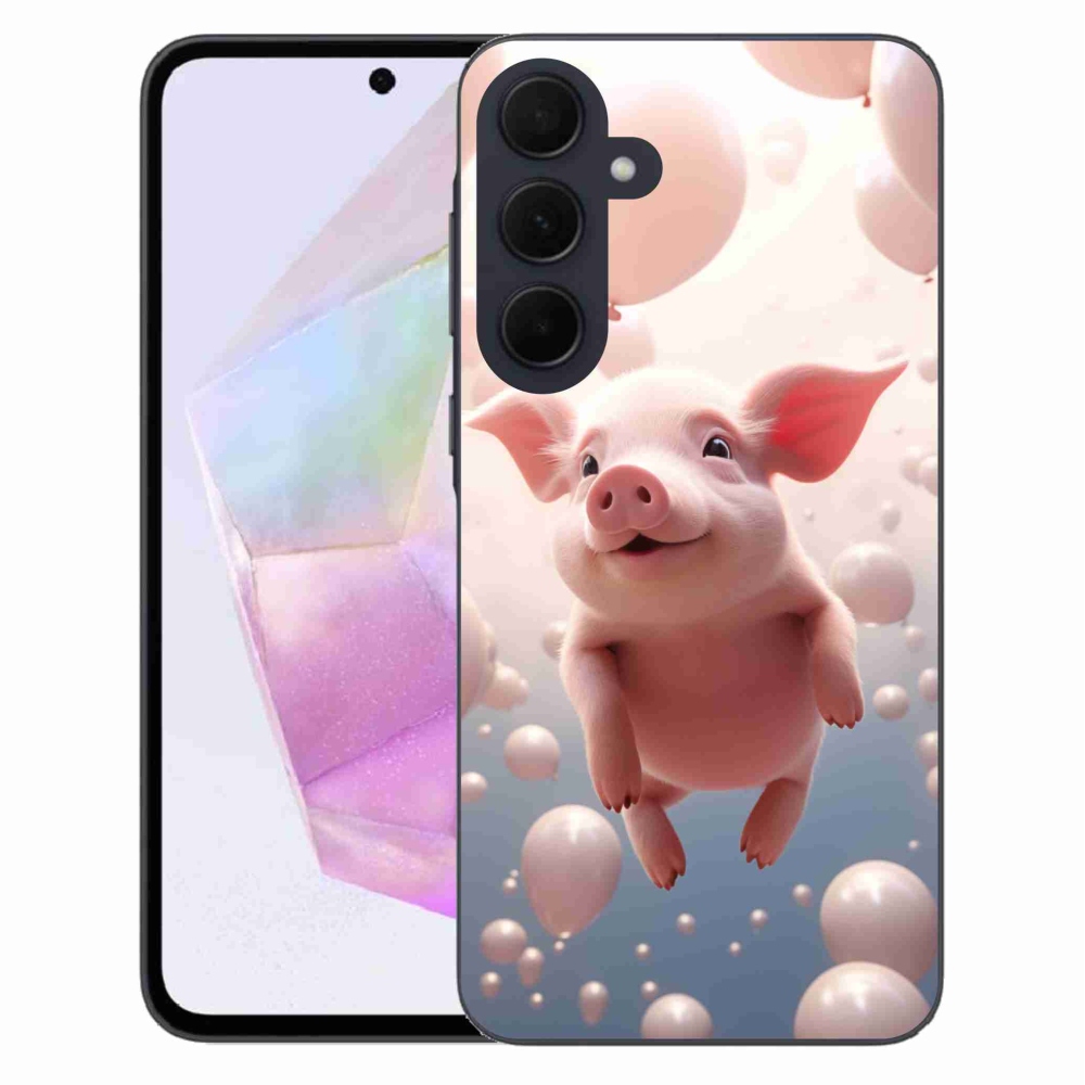 Gelový kryt mmCase na Samsung Galaxy A35 5G - prasátko s balónky