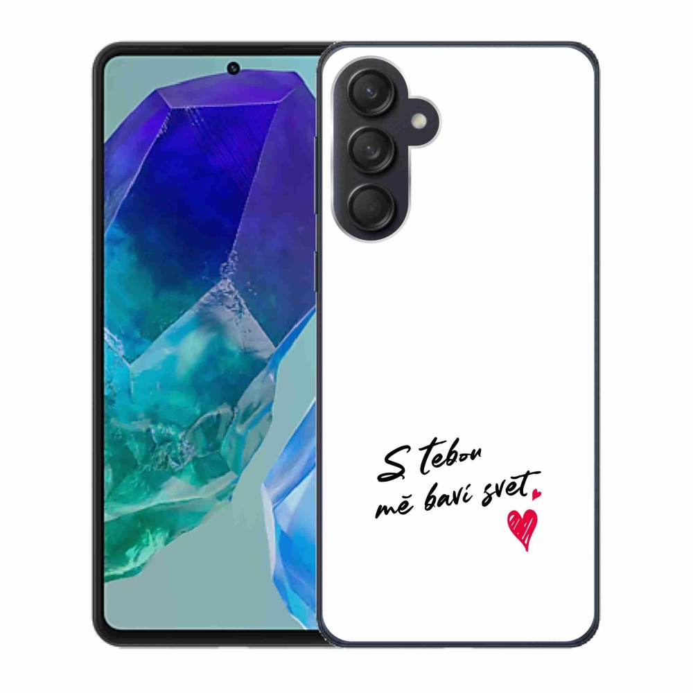 Gelový kryt mmCase na Samsung Galaxy M55 5G - zamilovaný text 1 bílé pozadí