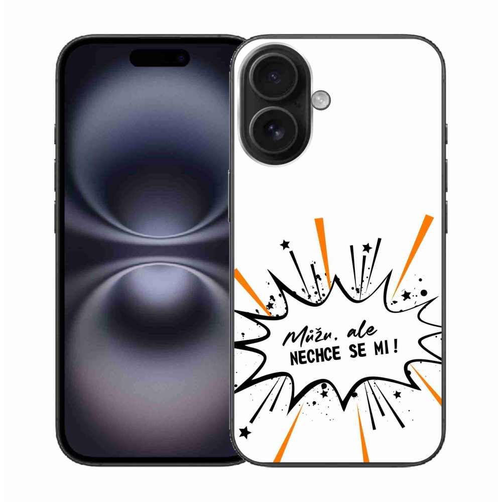 Gelový kryt mmCase na iPhone 16 - vtipný text 11 bílé pozadí
