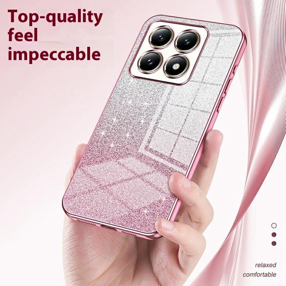 Cut gelový třpytivý obal na Xiaomi 14T - růžový
