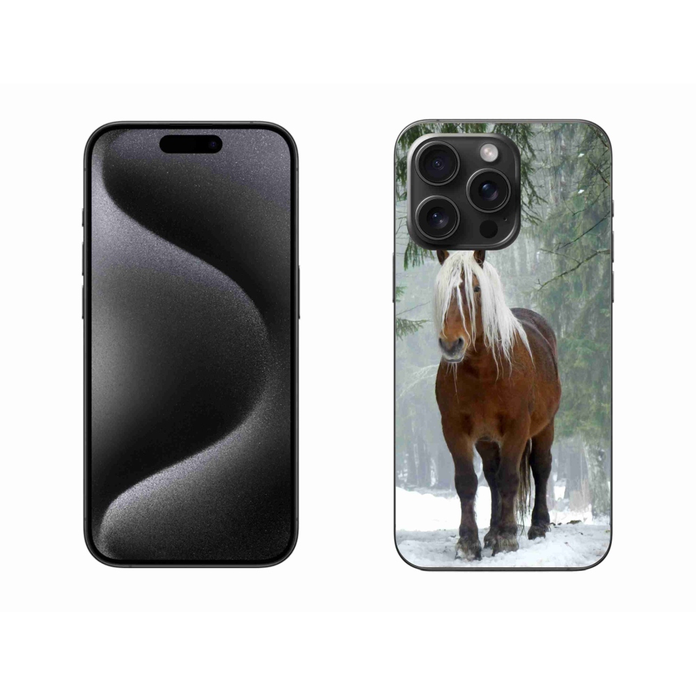 Gelový obal mmCase na iPhone 15 Pro Max - kůň v lese