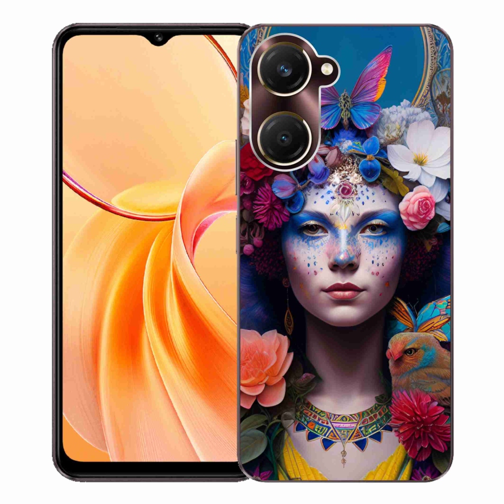 Gelový kryt mmCase na Vivo Y28s 5G - žena s květinami