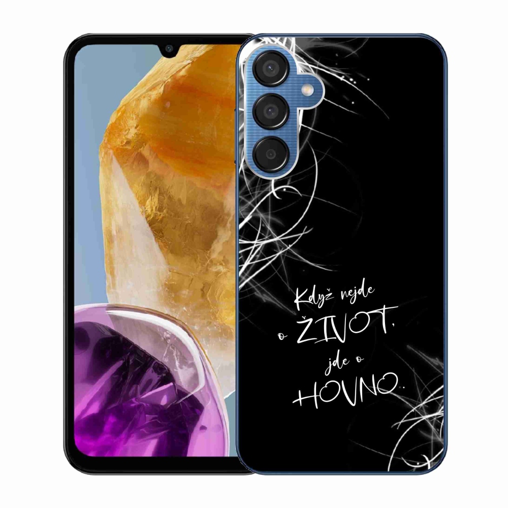Gelový kryt mmCase na Samsung Galaxy M15 5G - vtipný text 16 černé pozadí