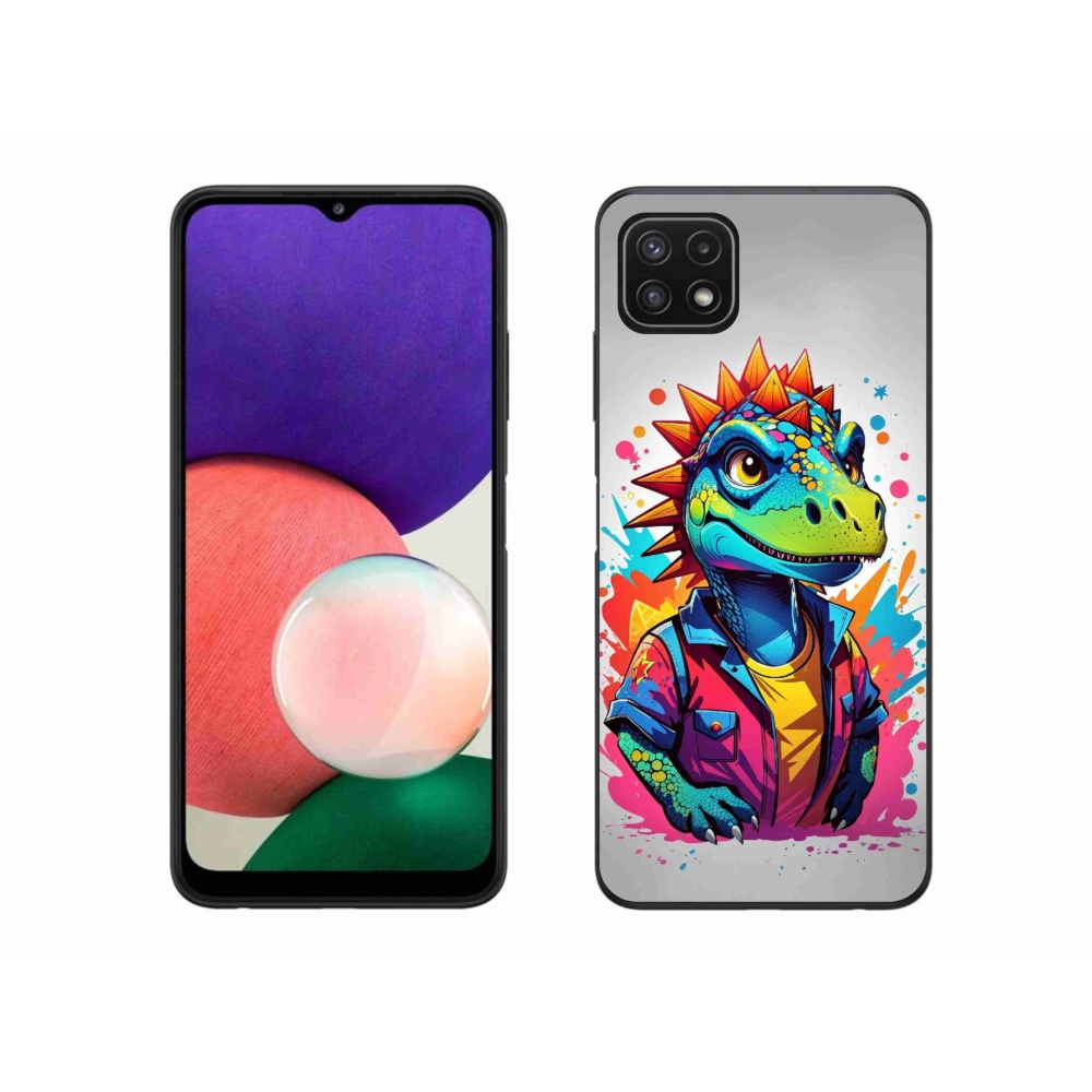 Gelový kryt mmCase na Samsung Galaxy A22 5G - barevný dinosaurus