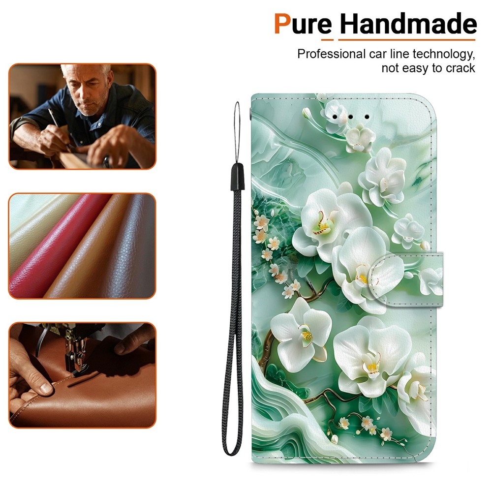 Versatile knížkové pouzdro na Xiaomi Redmi 15 4G (171mm) - bílé květy