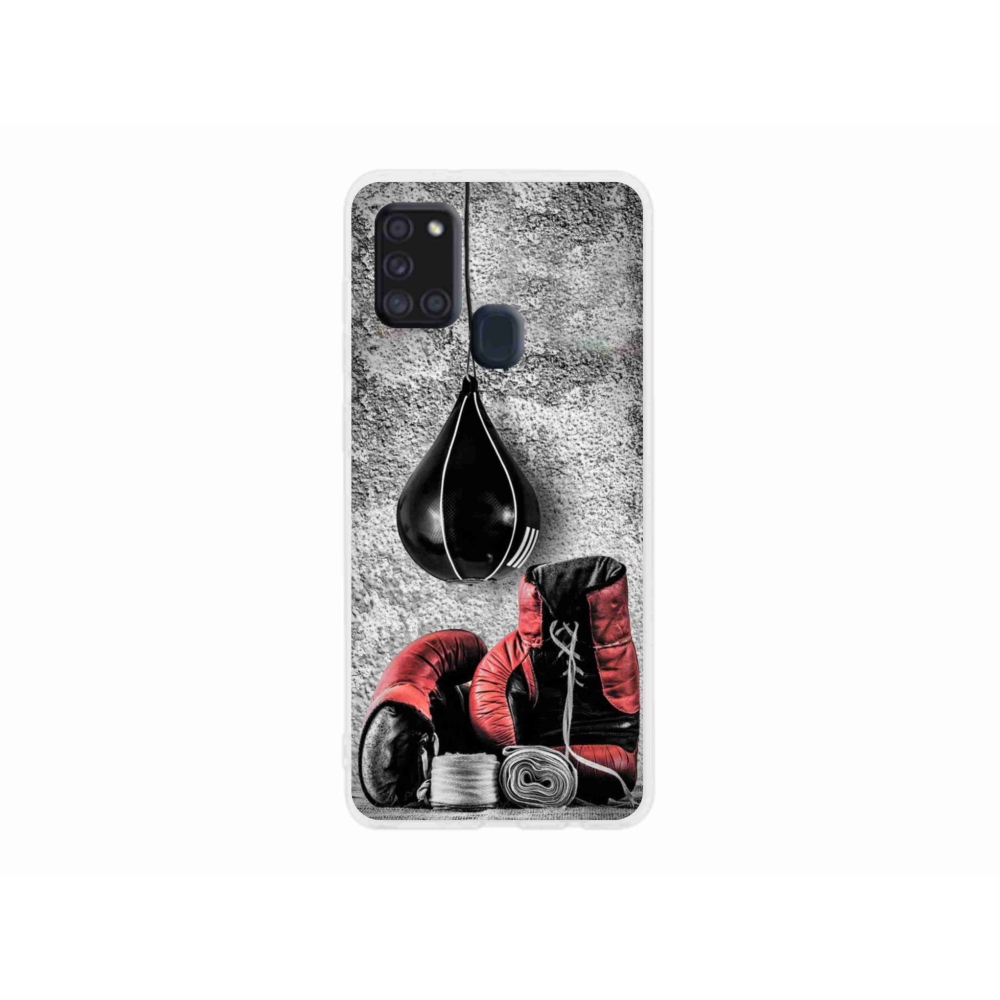 Gelový kryt mmCase na Samsung Galaxy A21s - boxovací pytel a rukavice