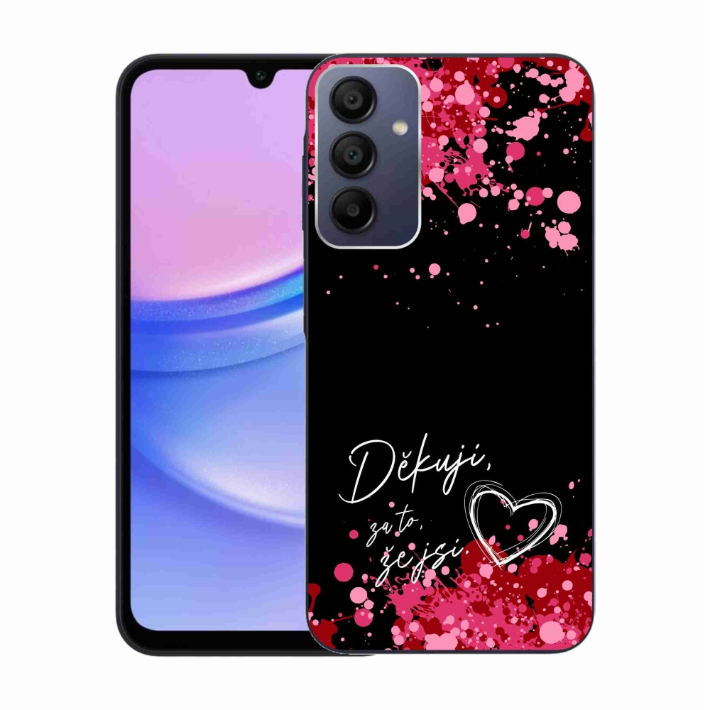Gelový kryt mmCase na Samsung Galaxy A15 4G/5G - zamilovaný text 2 černé pozadí