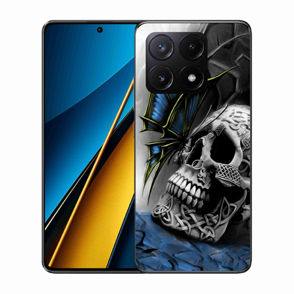 Gelový kryt mmCase na Xiaomi Poco X6 Pro 5G - motýl a lebka