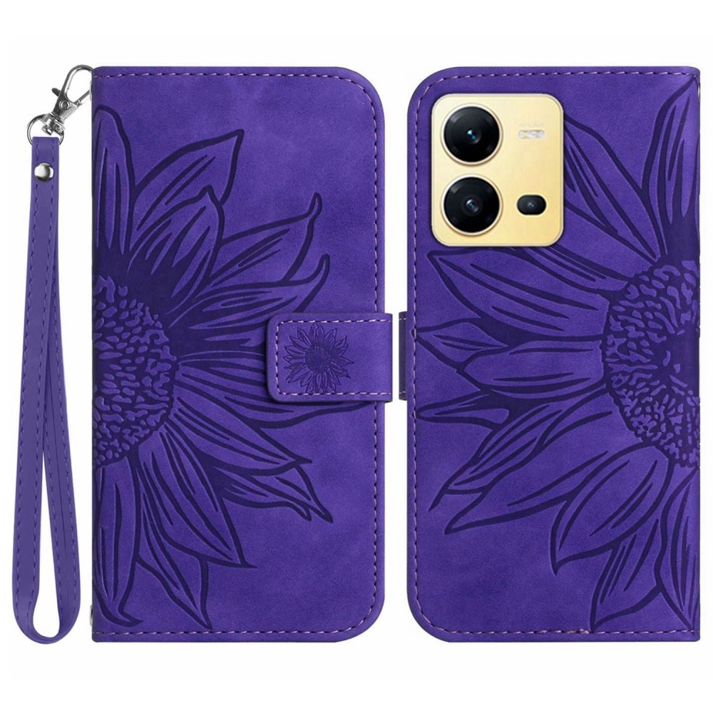 Sunflower knížkové pouzdro na Vivo X80 Lite - tmavěfialové