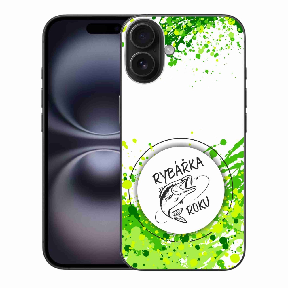 Gelový kryt mmCase na iPhone 16 Plus - rybářka roku bílé pozadí
