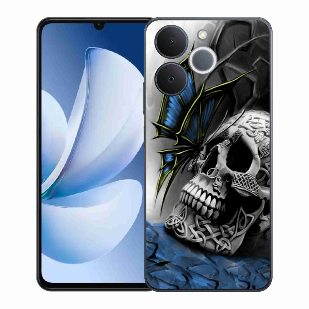 Gelový kryt mmCase na Realme Note 70T - motýl a lebka