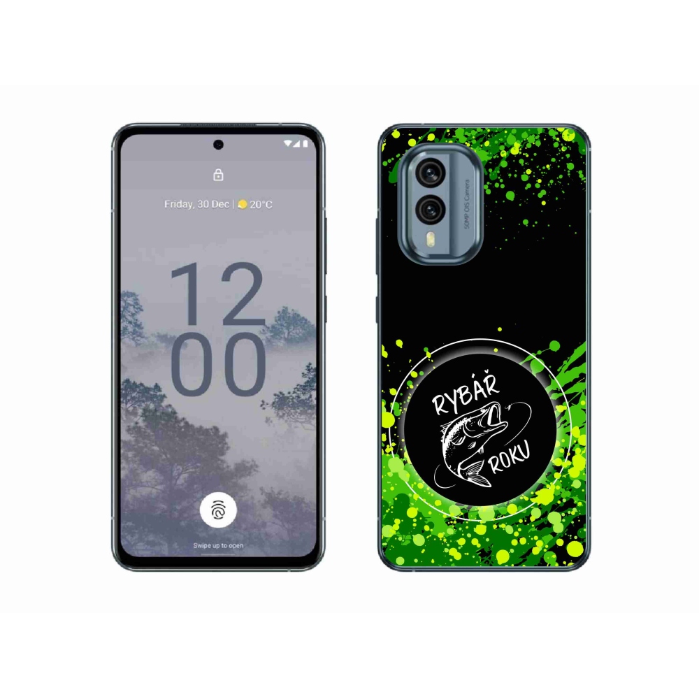 Gelový kryt mmCase na Nokia X30 5G - rybář roku černé pozadí