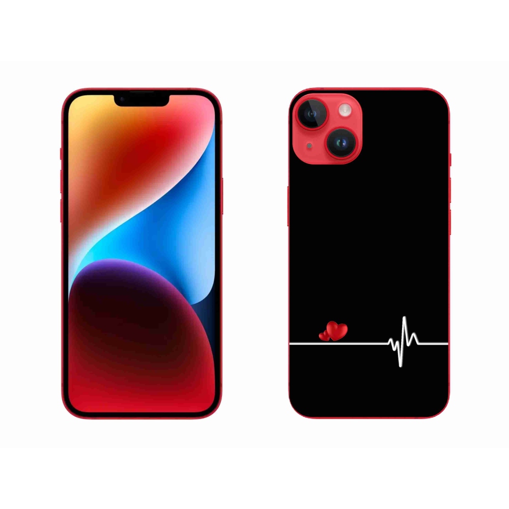 Gelový kryt mmCase na iPhone 14 Plus - srdce a tep černé pozadí
