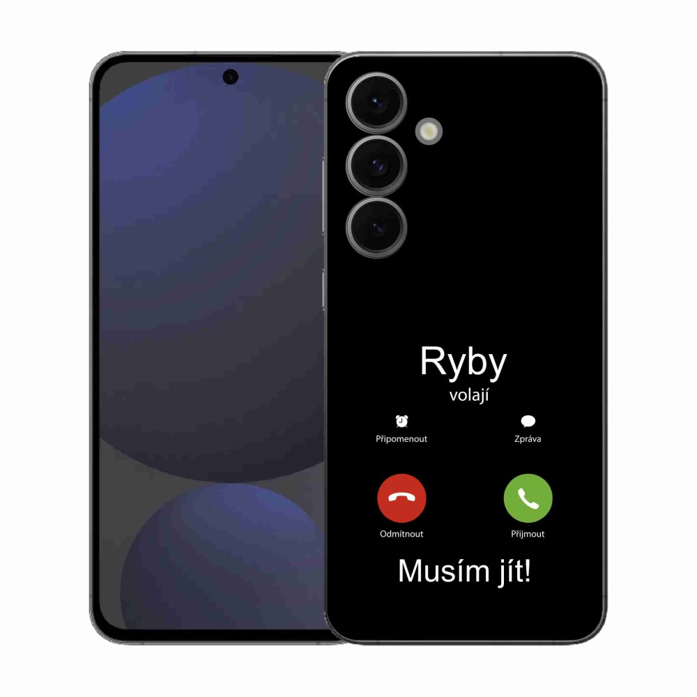 Gelový kryt mmCase na Samsung Galaxy S25 FE - ryby volají černé pozadí
