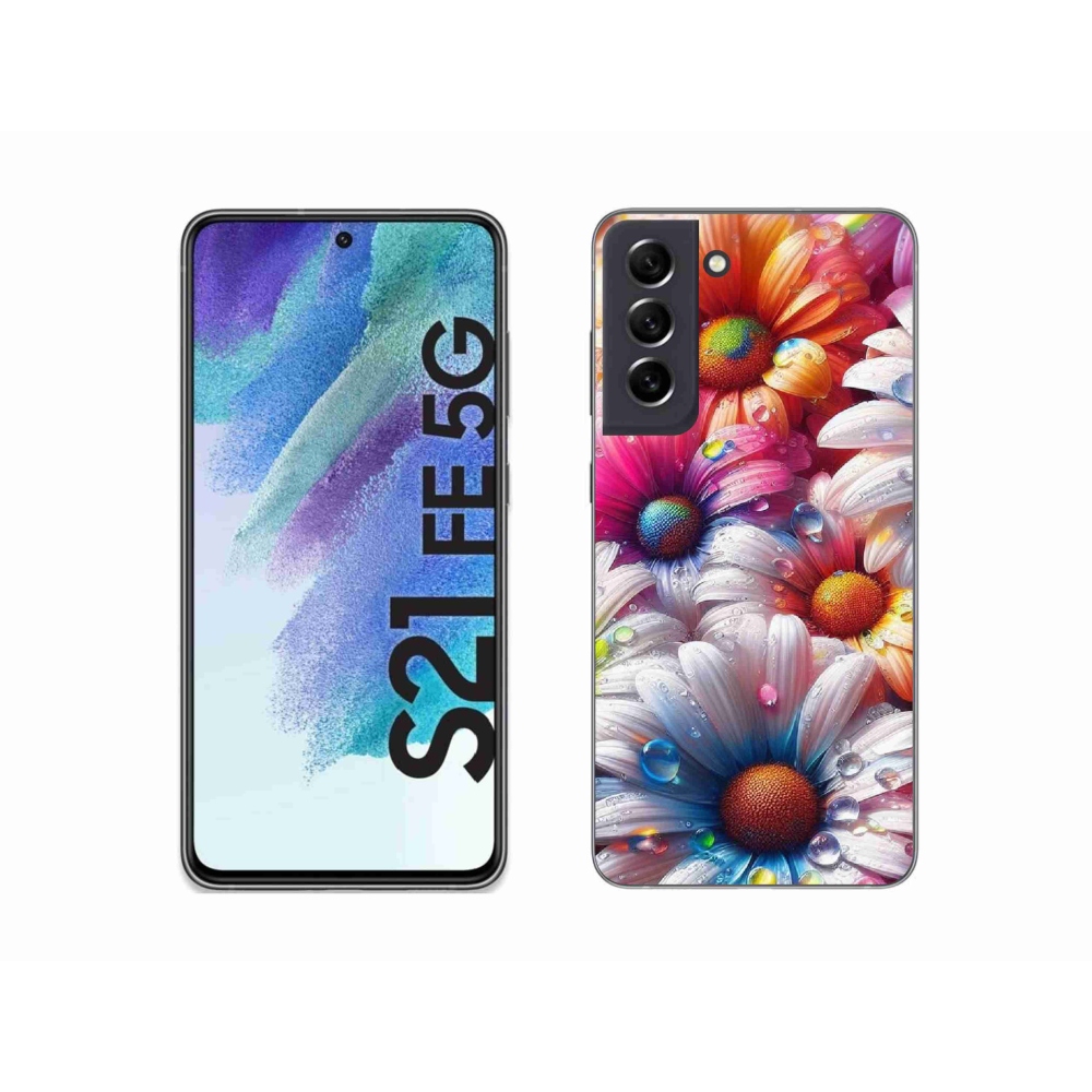 Gelový kryt mmCase na Samsung Galaxy S21 FE 5G - barevné kopretiny
