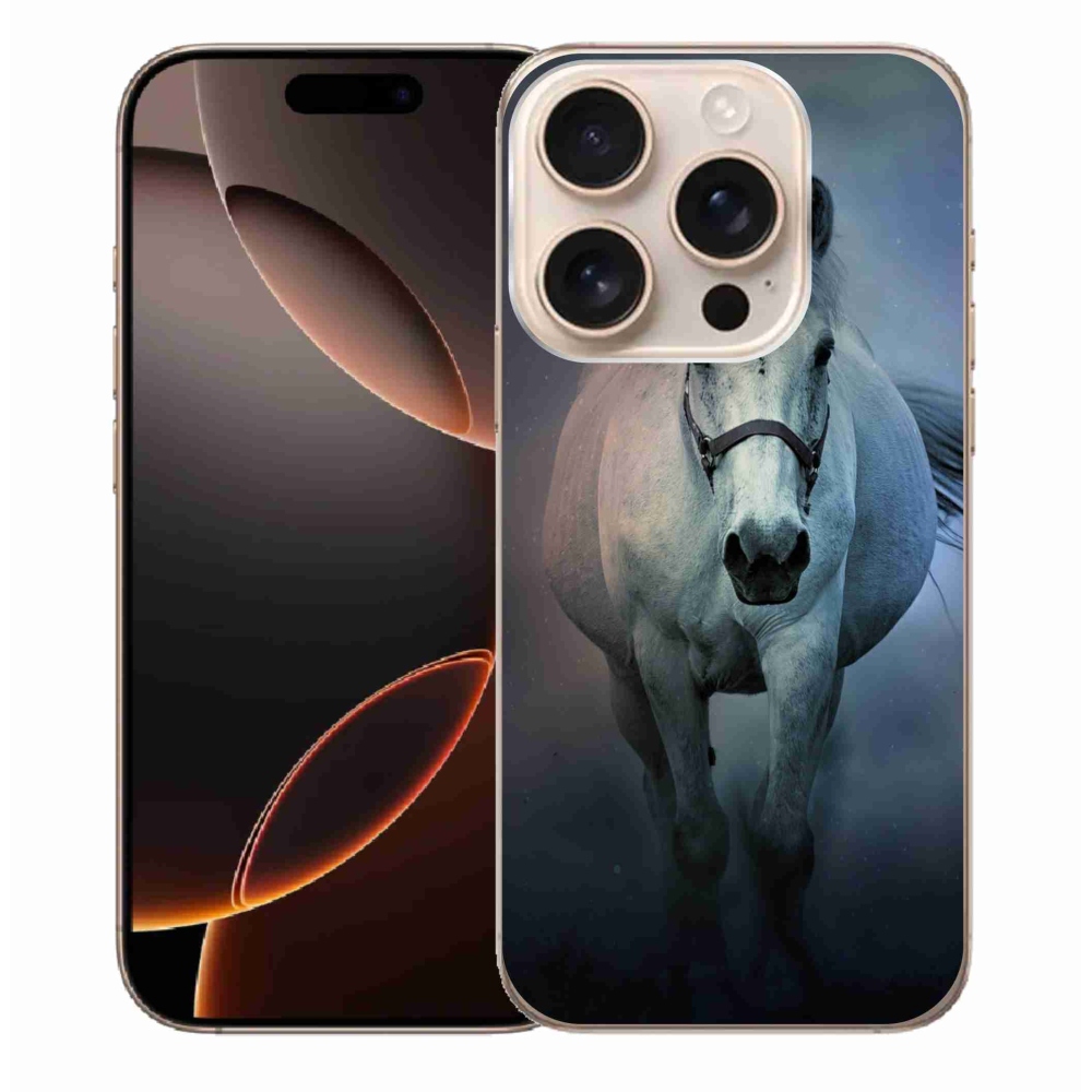 Gelový obal mmCase na iPhone 16 Pro Max - běžící bílý kůň