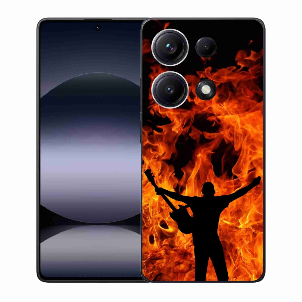 Gelový kryt mmCase na Xiaomi Redmi Note 14S - muzikant a oheň