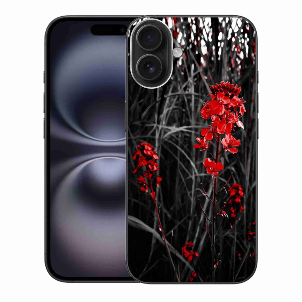 Gelový kryt mmCase na iPhone 16 Plus - červená rostlina