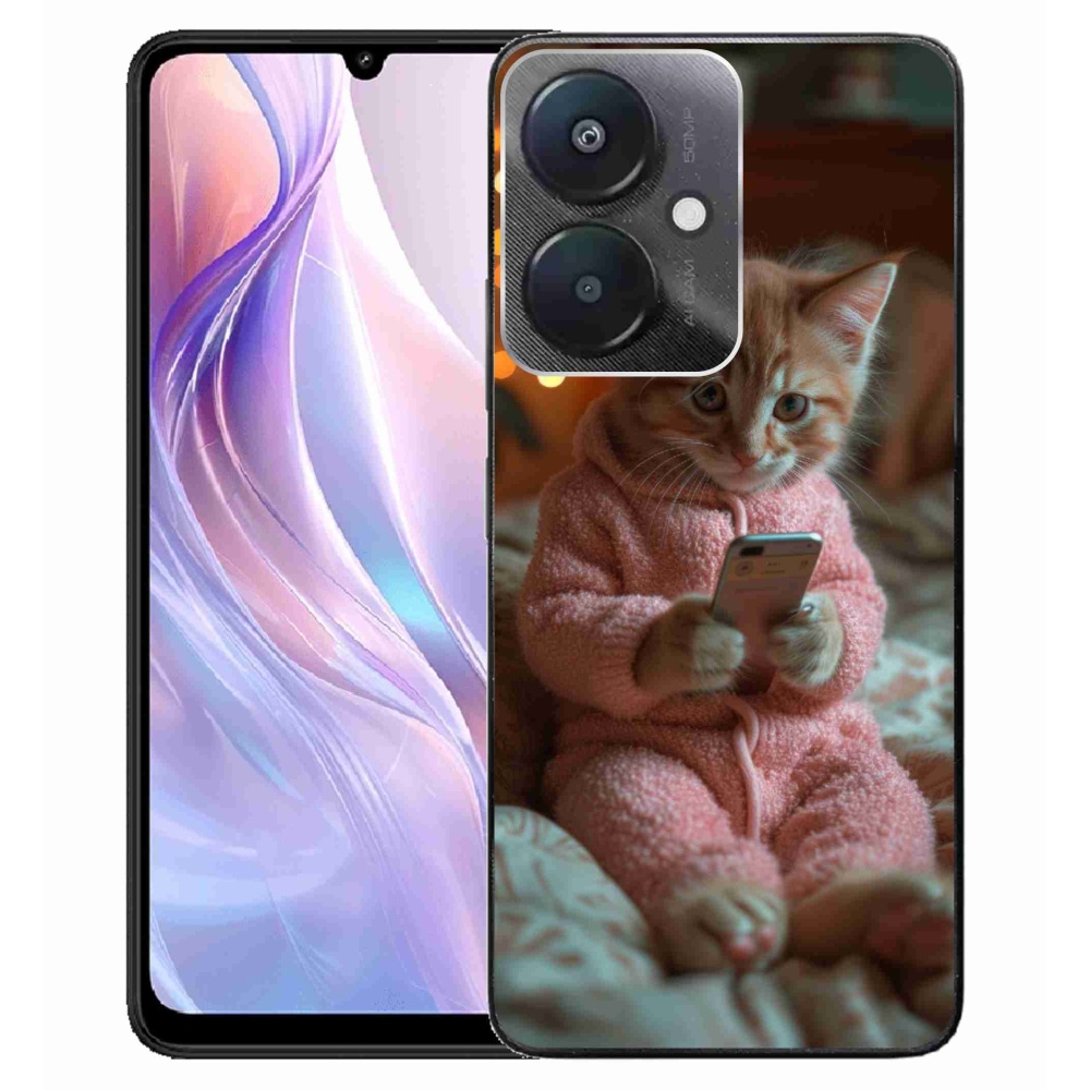 Gelový kryt mmCase na Xiaomi Redmi 13C 5G - kotě s mobilem