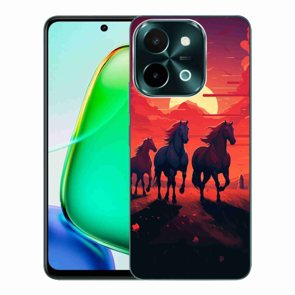 Gelový kryt mmCase na Vivo Y28 - koně a západ slunce