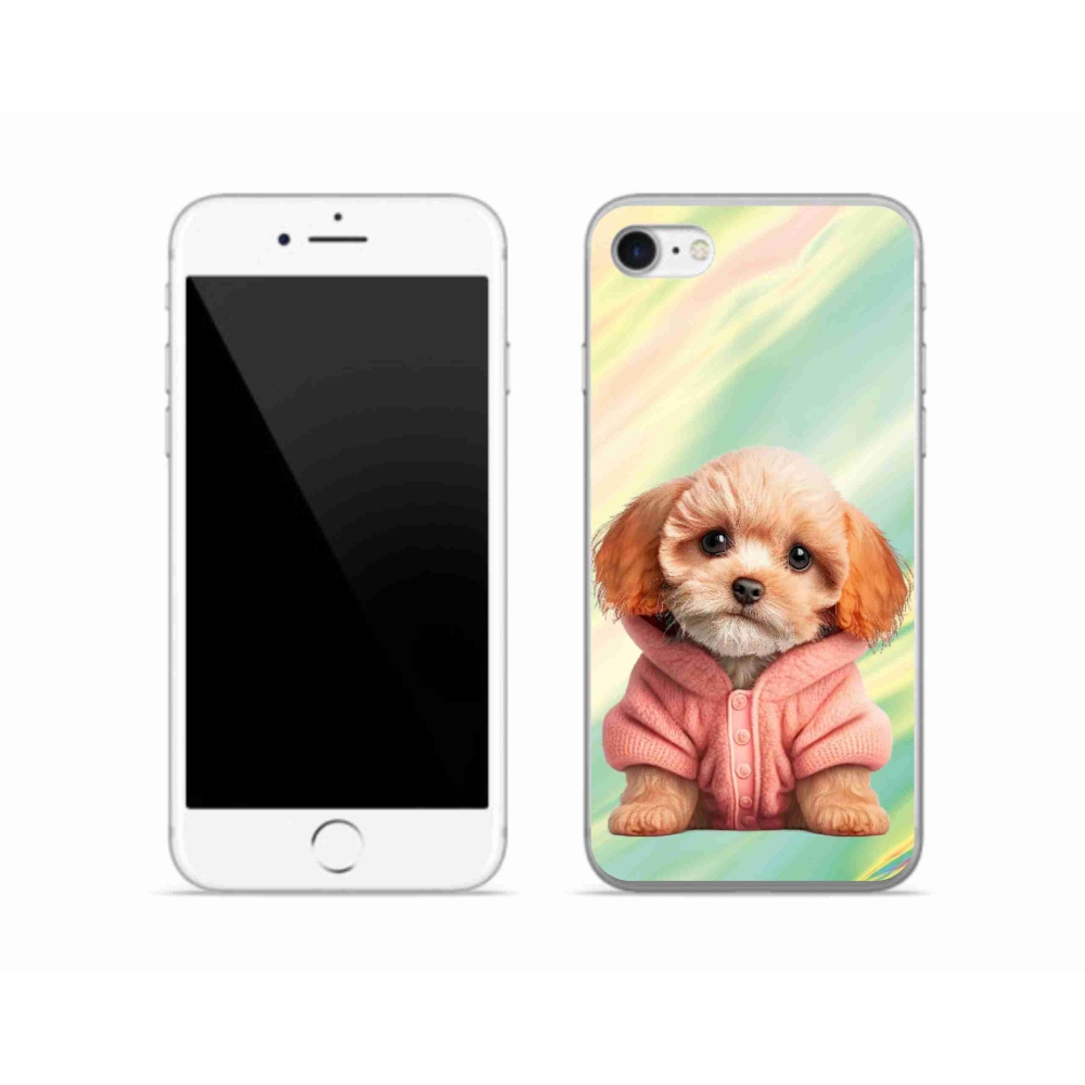 Gelový kryt mmCase na iPhone SE (2020) - štěně ve svetru
