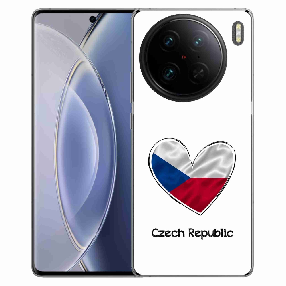 Gelový kryt mmCase na Vivo X90 Pro - vlajka srdce bílé pozadí