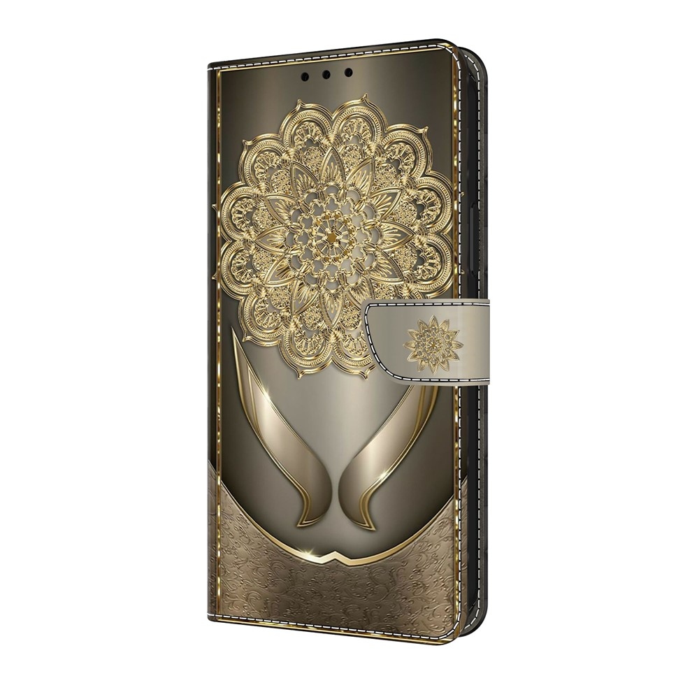 Smooth knížkové pouzdro na Samsung Galaxy A07 4G - zlaté květy