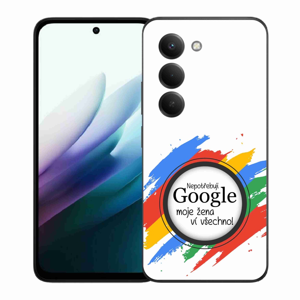Gelový kryt mmCase na Xiaomi Redmi 15 4G/5G (171mm) - žena ví všechno bílé pozadí