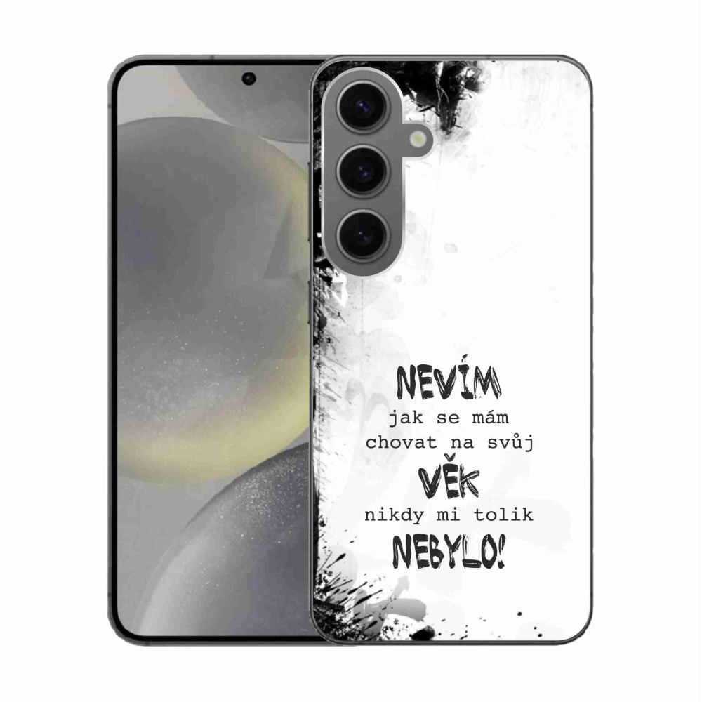 Gelový kryt mmCase na Samsung Galaxy S24 - vtipný text 14 bílé pozadí