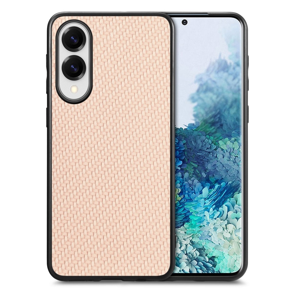Coat gelový obal s umělou kůží a pevnými zády na Samsung Galaxy S25 Edge - béžový