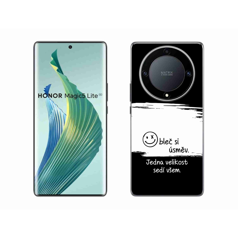 Gelový kryt mmCase na Honor Magic 5 Lite 5G - vtipný text 8 bíločerné pozadí