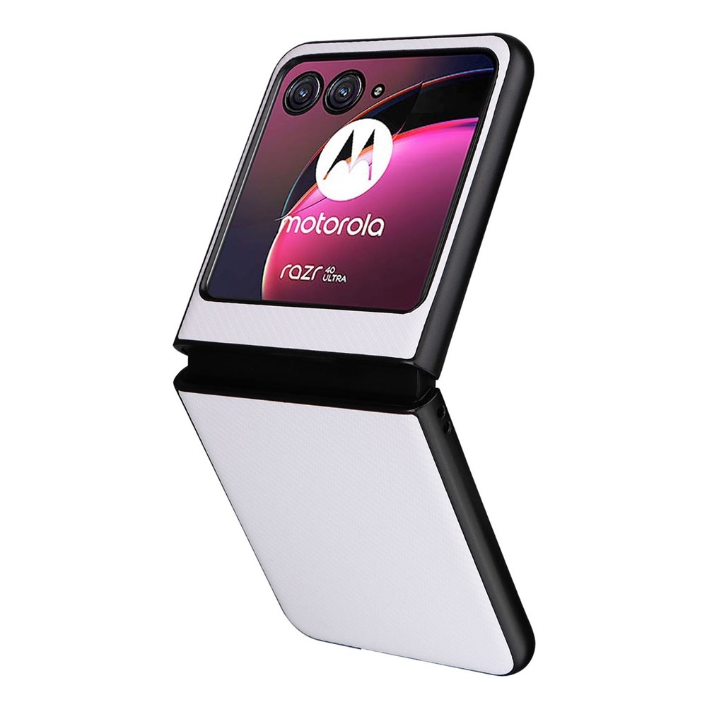 Textury plastový kryt s umělou kůží na Motorola Razr 40 Ultra 5G - bílý