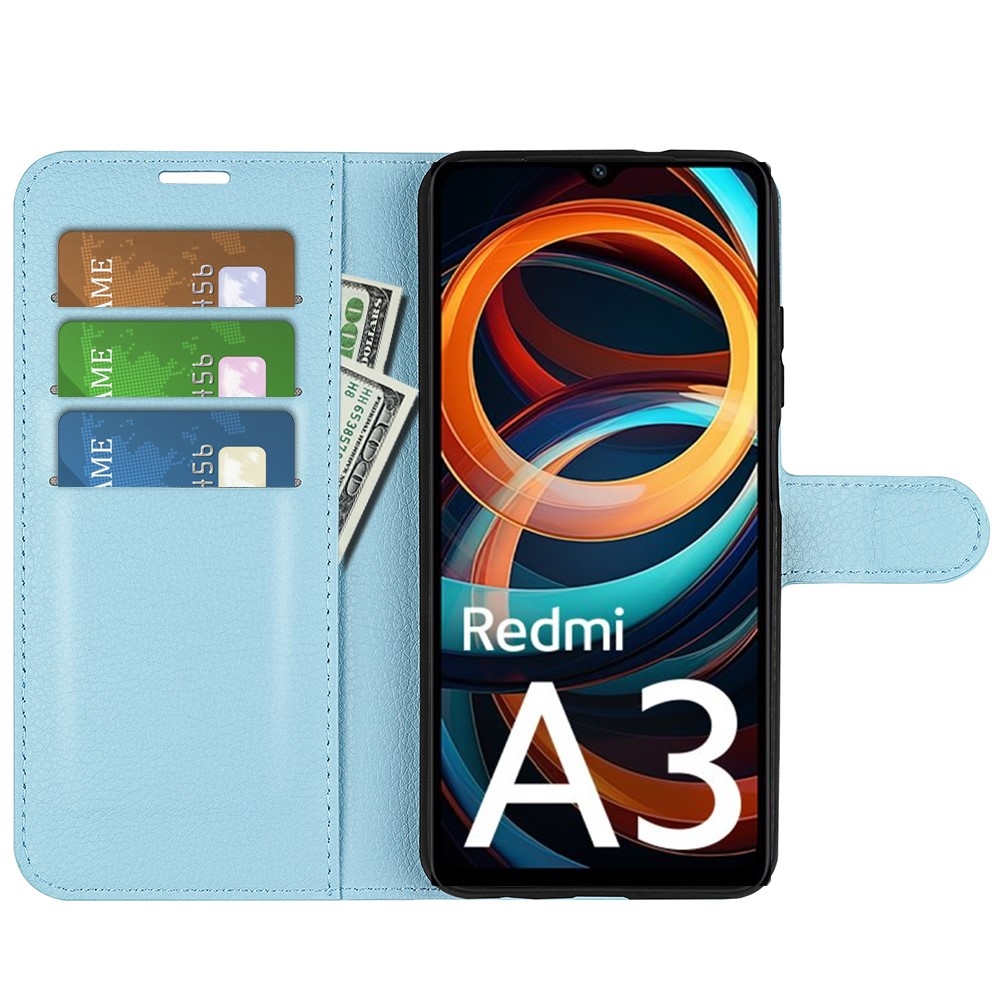Litchi knížkové pouzdro na Xiaomi Redmi A3 - modré