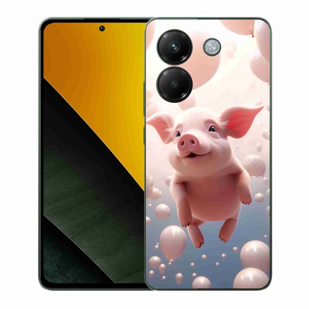 Gelový kryt mmCase na Xiaomi Poco M7 Pro 5G - prasátko s balónky