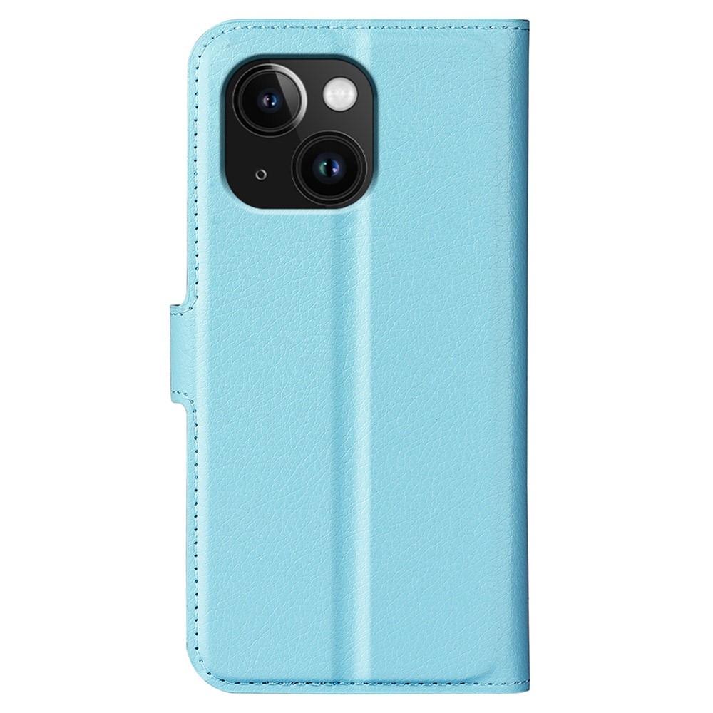 Litchi knížkové pouzdro na iPhone 15 - modré