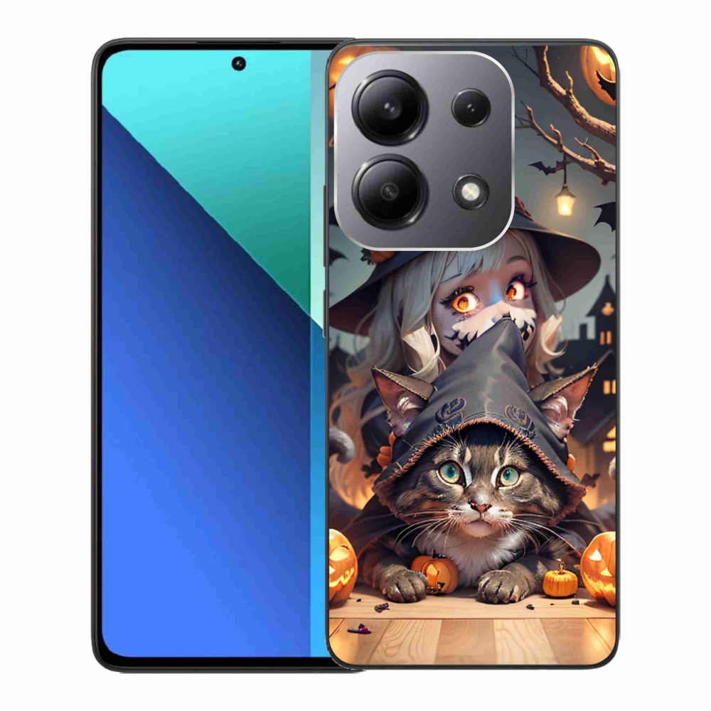 Gelový kryt mmCase na Xiaomi Redmi Note 13 - čarodějnice s kočkou