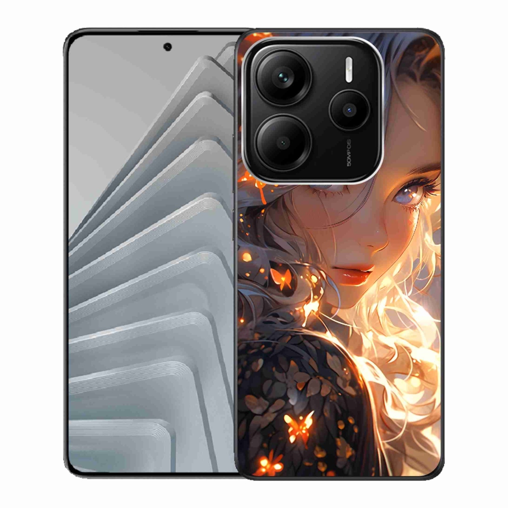Gelový kryt mmCase na Xiaomi Redmi Note 14 5G - dívka a motýli