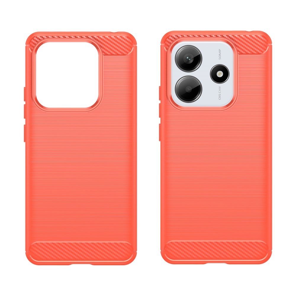 Carbon odolný gelový obal na Xiaomi Redmi Note 14 5G - červený