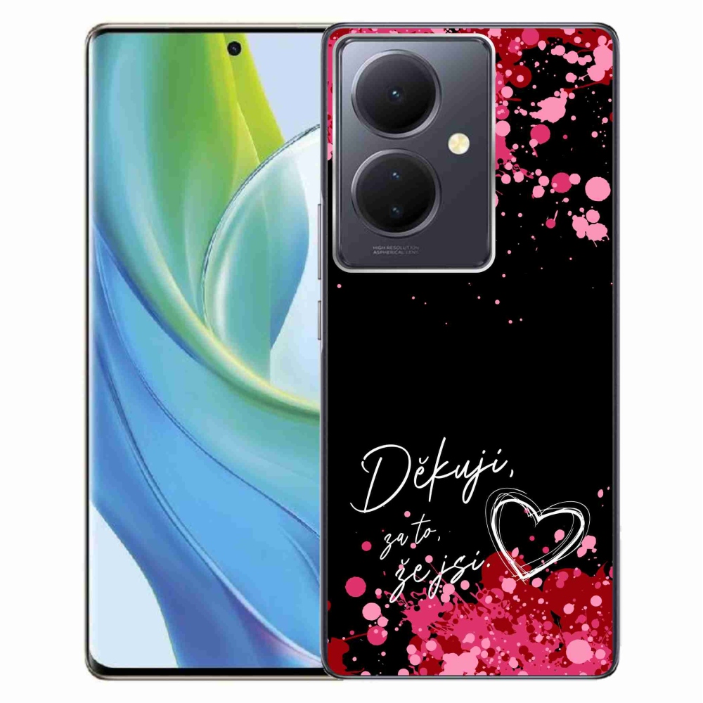 Gelový kryt mmCase na Vivo V29 Lite 5G - zamilovaný text 2 černé pozadí