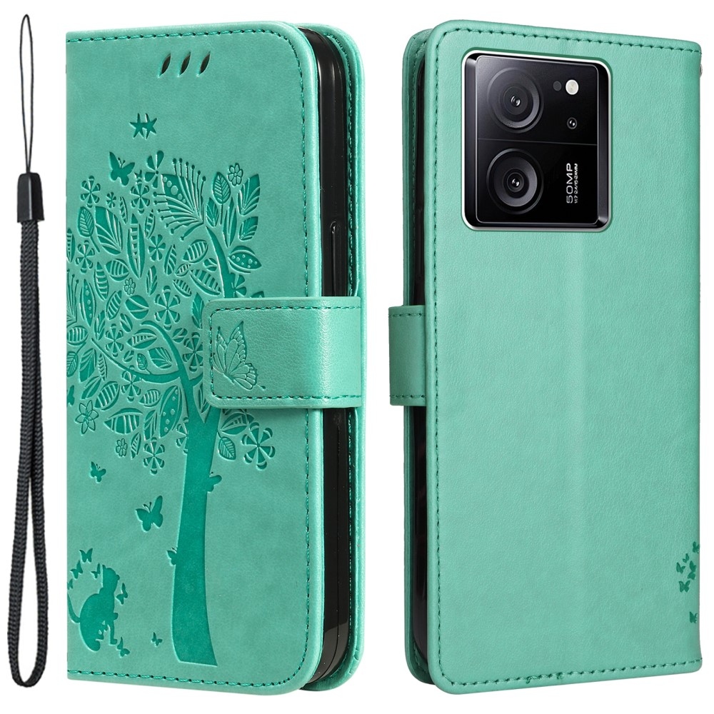 Tree knížkové pouzdro na Xiaomi 13T/13T Pro - modrozelené