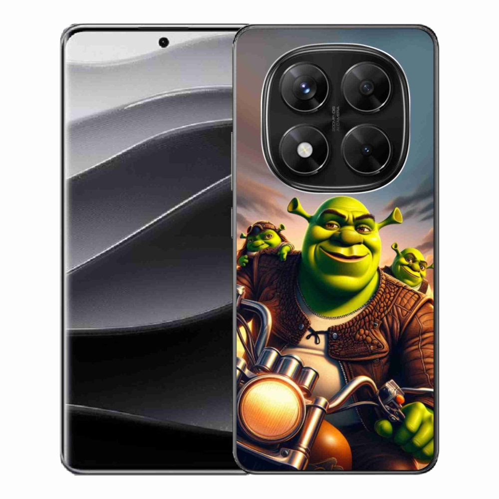 Gelový kryt mmCase na Xiaomi Redmi Note 14 Pro 5G/Poco X7 5G - shrek na motorce