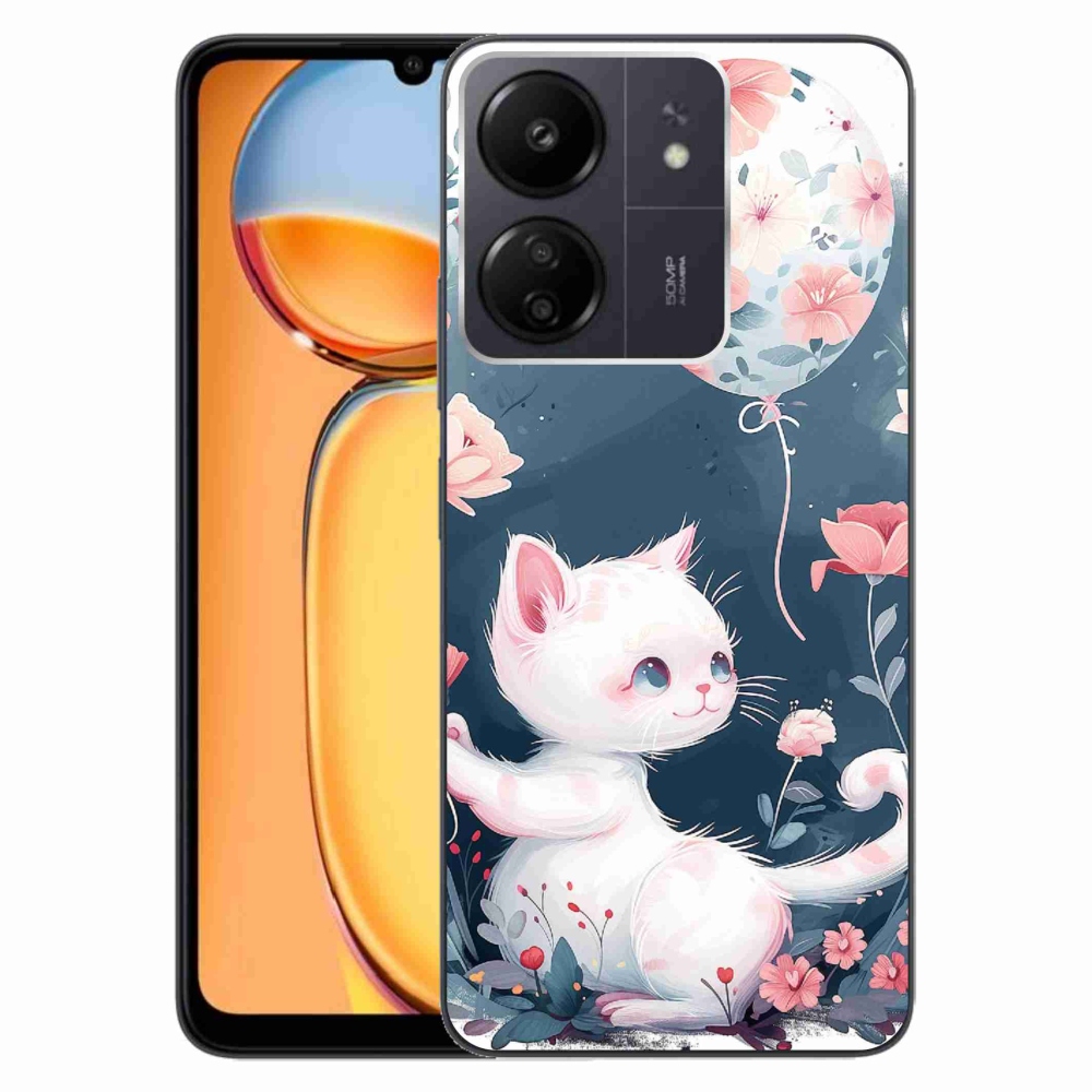Gelový kryt mmCase na Xiaomi Poco C65/Redmi 13C - kotě s balónkem