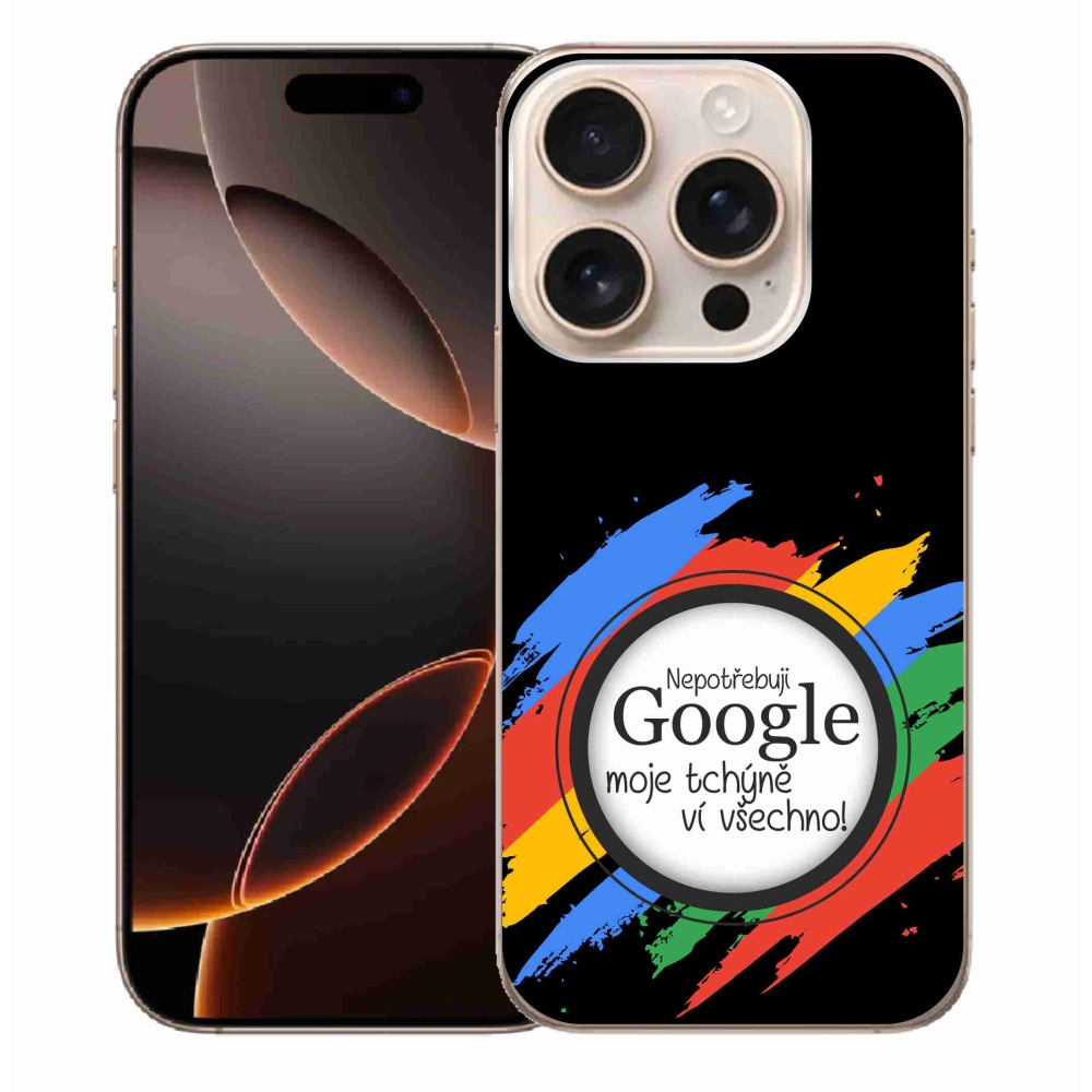 Gelový kryt mmCase na iPhone 16 Pro Max - tchýně ví všechno černé pozadí