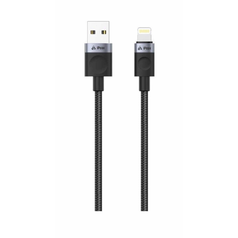 iPEAX Textilní kabel USB-A / lightning 1 m, USB 2.0 - černý
