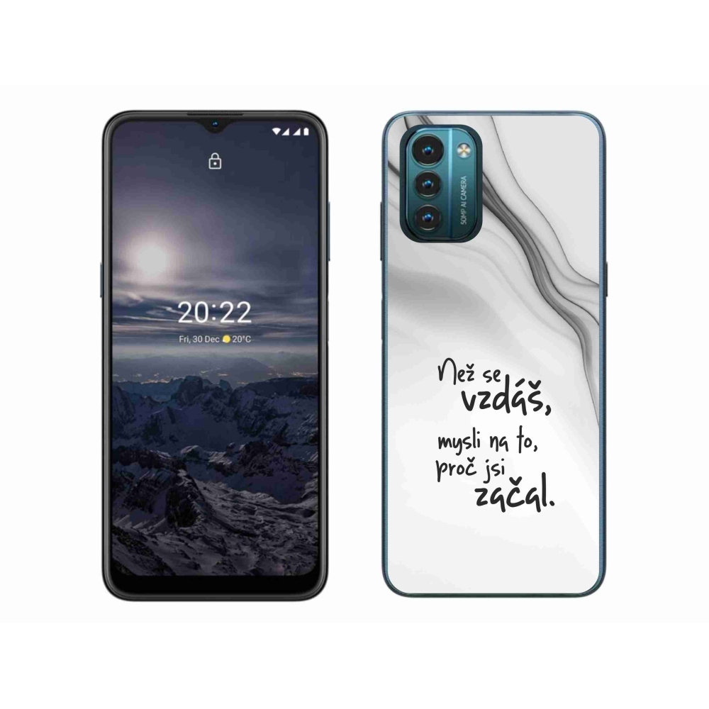 Gelový kryt mmCase na Nokia G11/G21 - citát 2 bílé pozadí