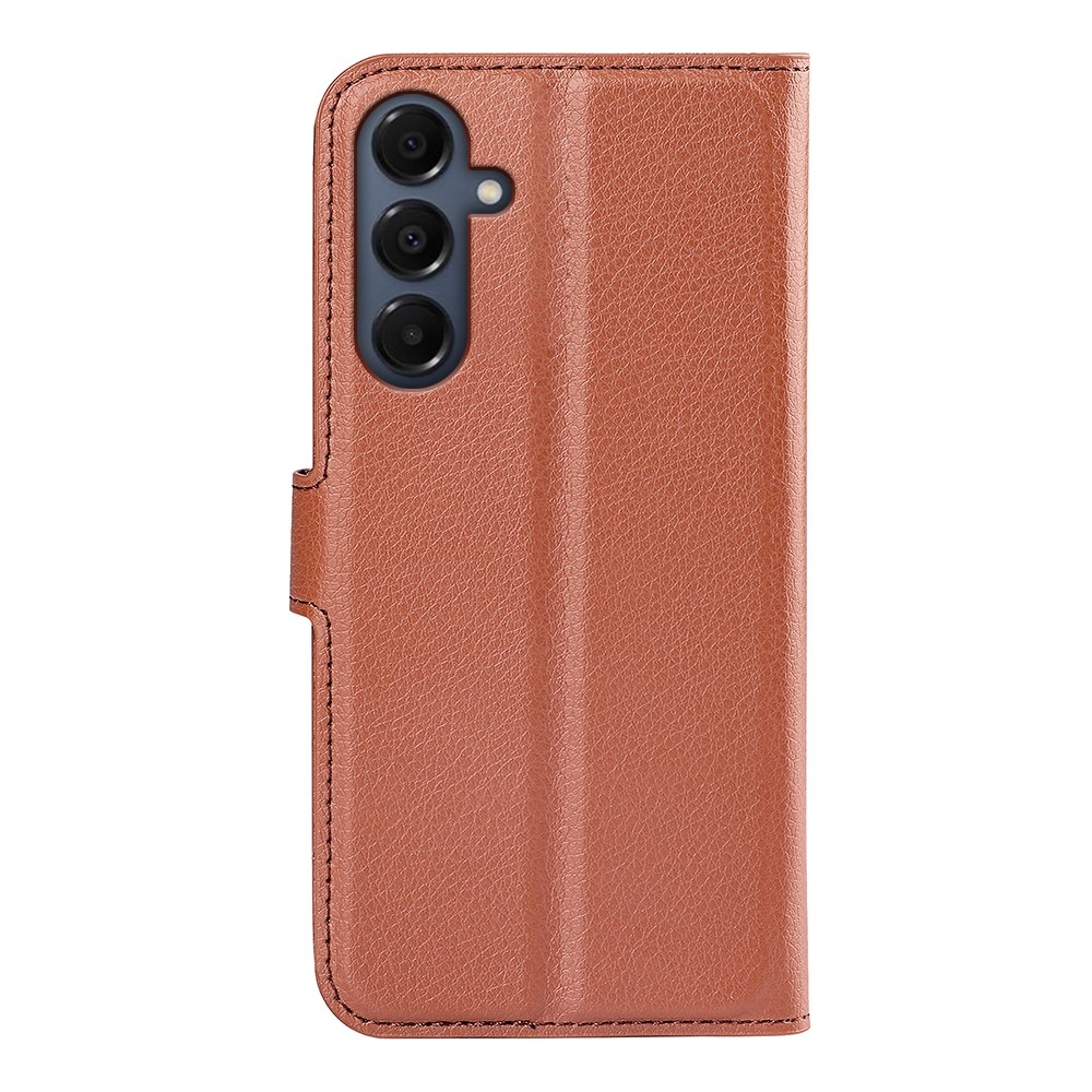 Litchi knížkové pouzdro na Samsung Galaxy A17 5G - hnědé
