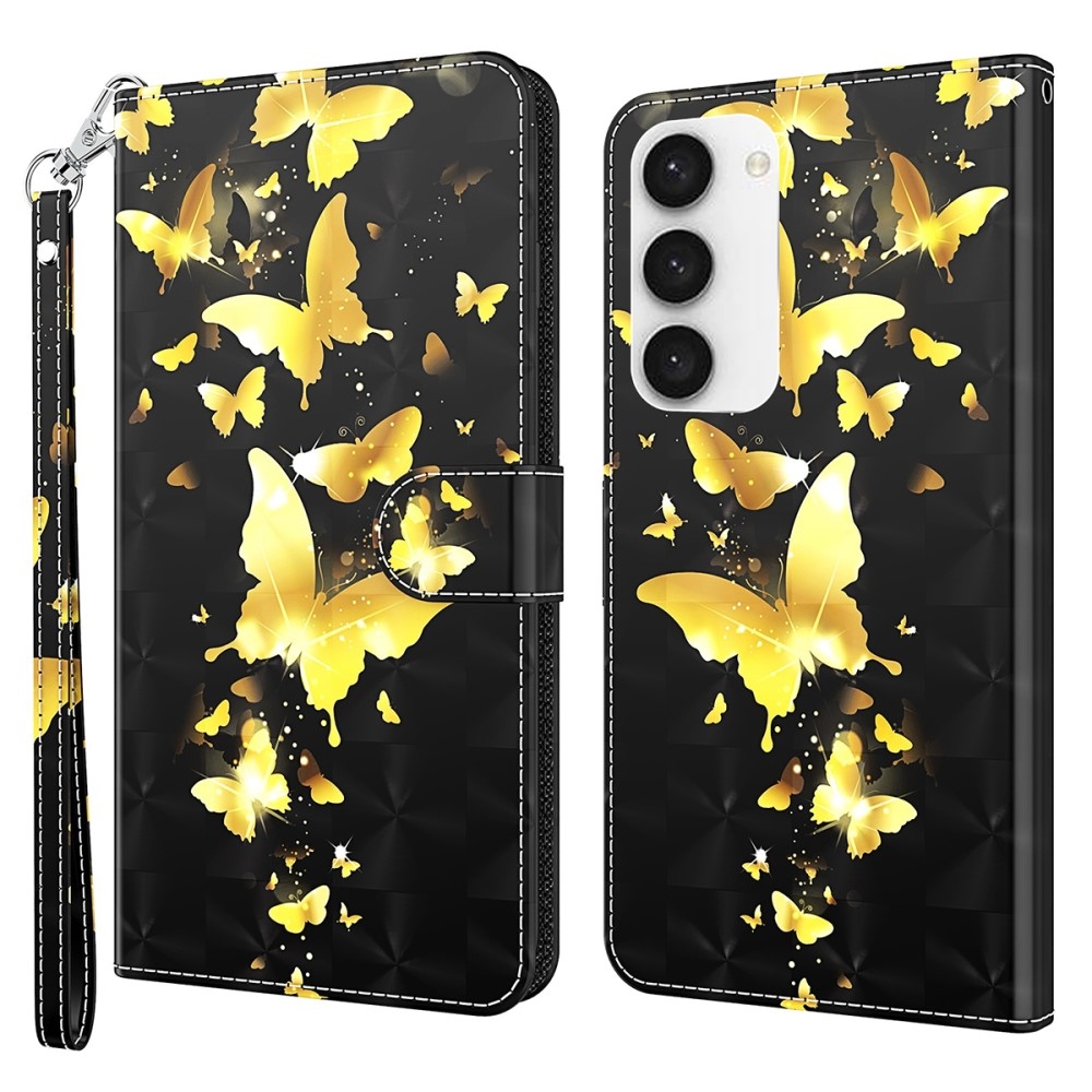 Print knížkové pouzdro na Samsung Galaxy S24 - zlatí motýli